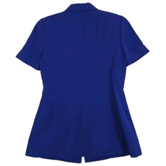 Kasper Essentials ASL~Woman Sz. 10~Royal Blue Jacket Blazer Short Sleeve Button - Picture 3 of 12